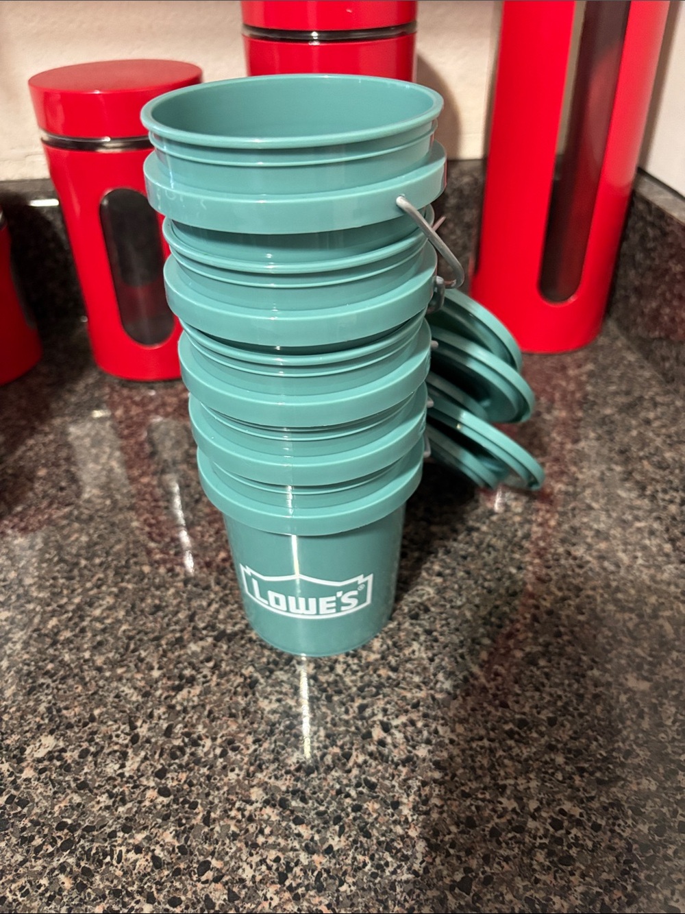 Stackable Plastic Cups in Teal - Set of 5